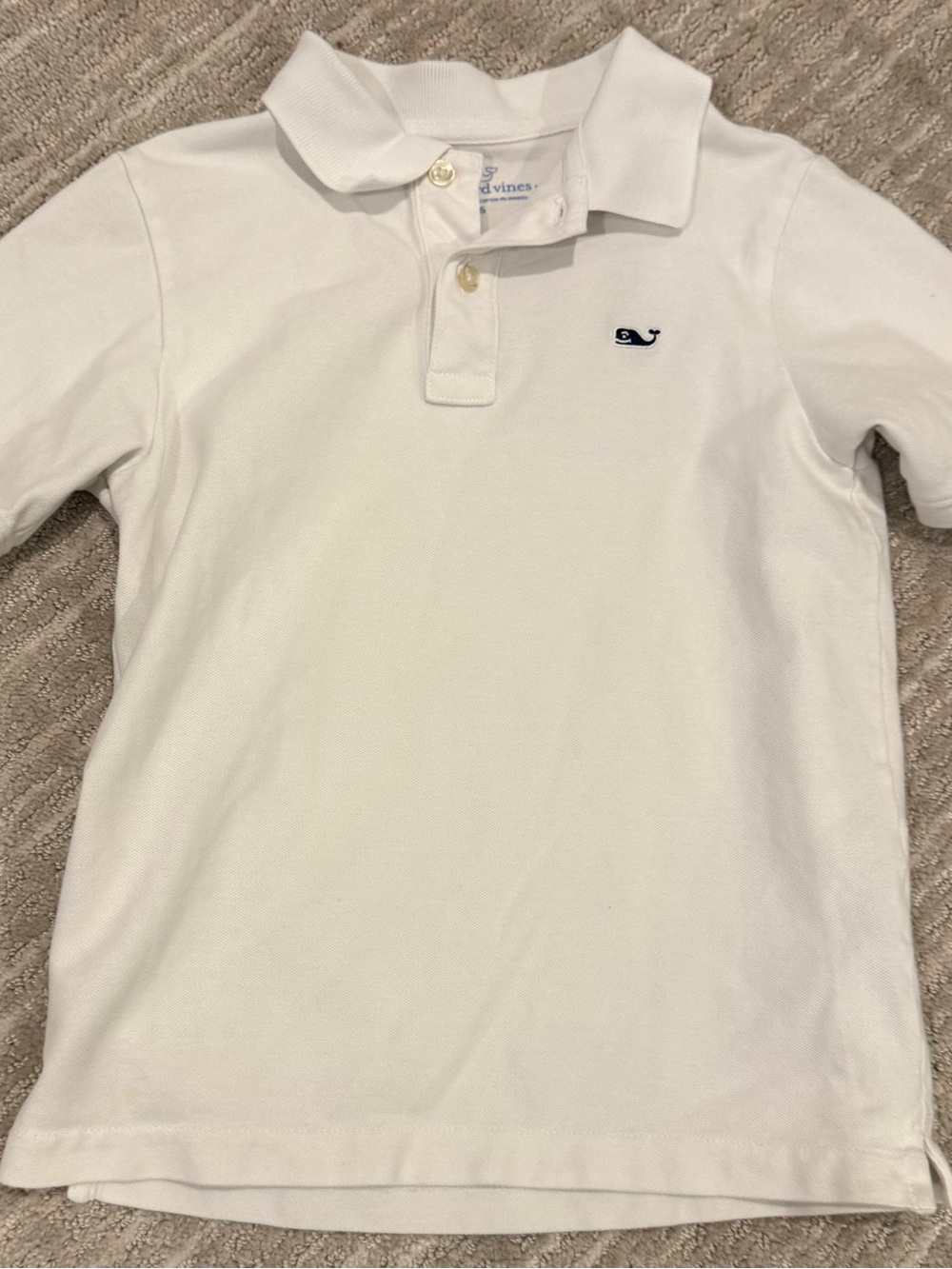 Vineyard Vines Boys White Polo (Size 6)
